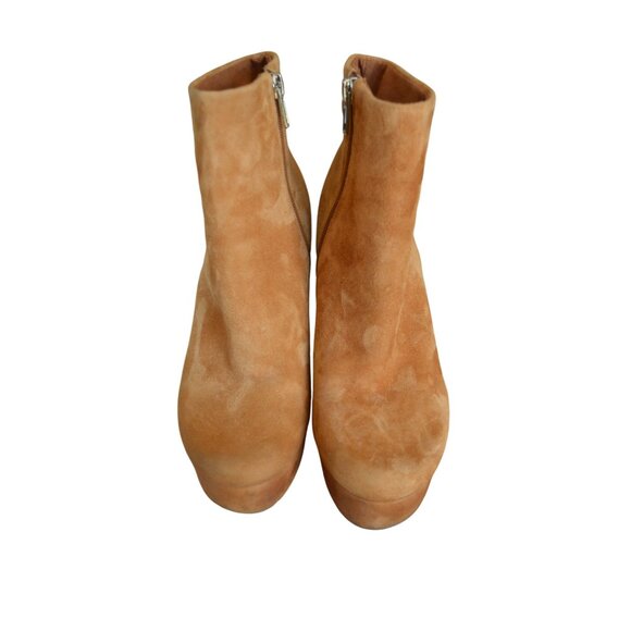 Steve Madden Gratify Cognac Suede Leather Chunky Platform Ankle Booties Size 7 - Picture 4 of 11